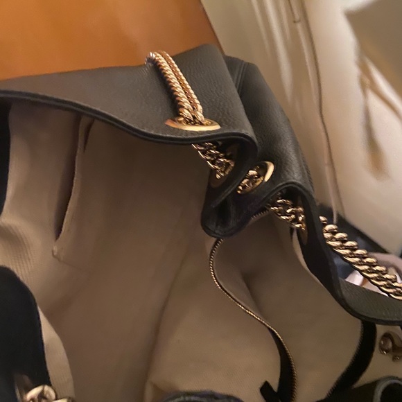 Gucci Hobo Soho Shoulder Chain Tote Bag Black Leather Satchel - Picture 6 of 9